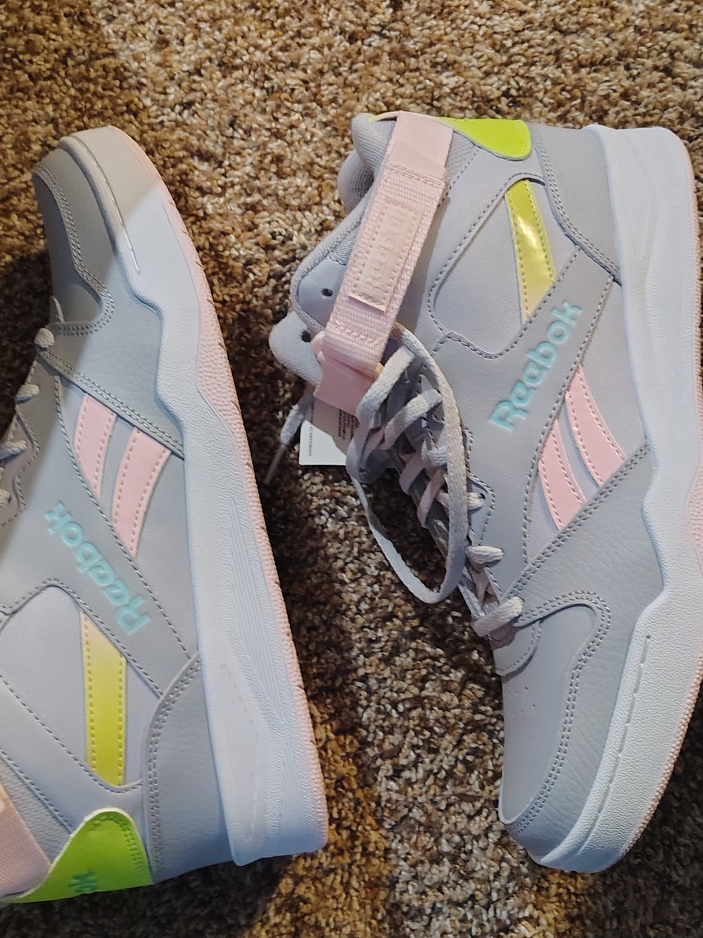 Reebok Women's Gray & Pink High-Top Sneakers with Pastel Accents